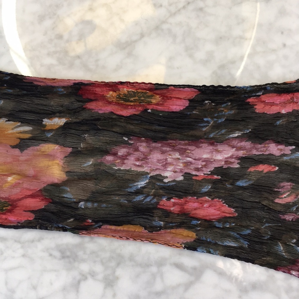 Floral black sheer scarf